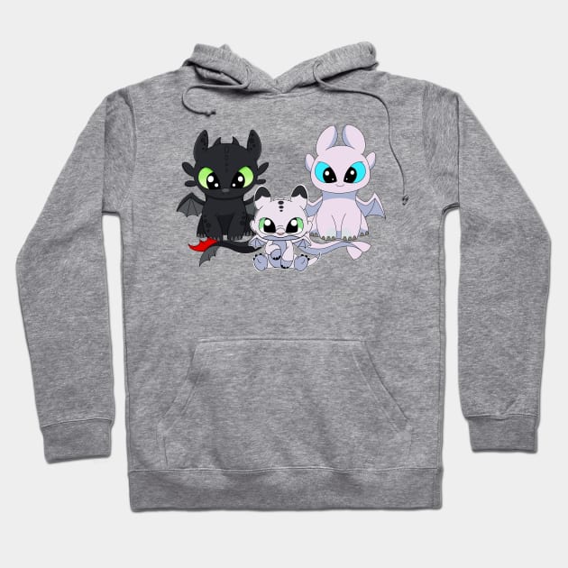 Fury family with baby girl dragon, toothless dragon mama, parents gift Hoodie by PrimeStore